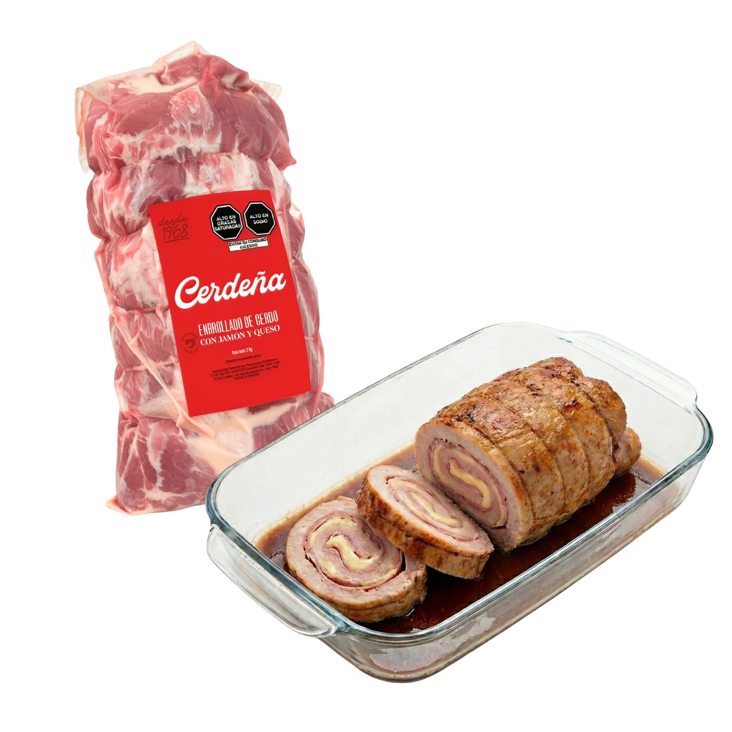 Enrollado de cerdo con Jamón y Queso